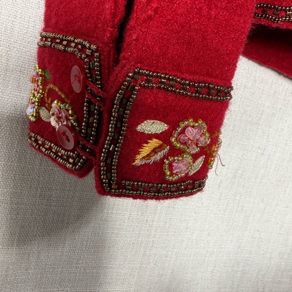 Talbots Red Embroidered Button-Front Jacket - Picture 9 of 12